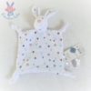 Doudou plat Lapin blanc étoiles bleu marine Grain de blé Z