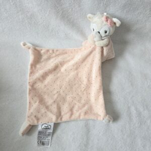 Doudou Biche Faon mouchoir beige rose pois dorés MOTS D’ENFANTS