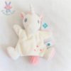 Doudou marionnette Licorne blanc rose brodé étoiles TEX BABY