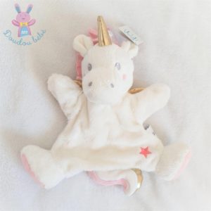 Doudou marionnette Licorne blanc rose doré étoile SIMBA TOYS