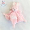 Doudou plat Lapin rose et blanc Very Important Baby VIB