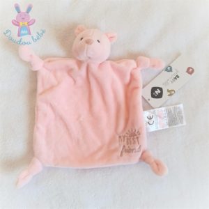 Doudou plat Ours rose pâle « my best friend » Grain de Blé Z