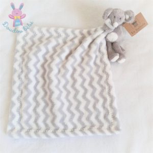 Doudou Souris gris blanc couverture polaire zig zag LA GALLERIA