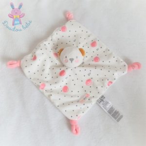 Doudou plat Ours blanc rose pois cœurs « bisou doux » Gémo