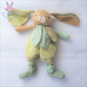 Doudou Lapin beige vert fleurs pétales chaussettes BUKOWSKI