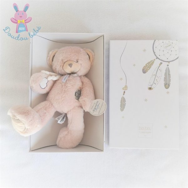 Doudou Ours beige Attrape rêve cœurs 30 cm DOUDOU ET COMPAGNIE