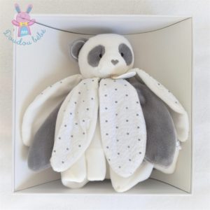 Panda plat Attrape rêve gris blanc étoiles pétales DOUDOU ET COMPAGNIE