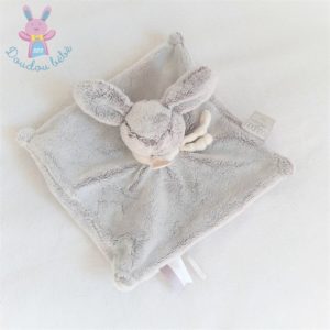 Lapin plat gris blanc “J’aime mon doudou” DOUDOU ET COMPAGNIE