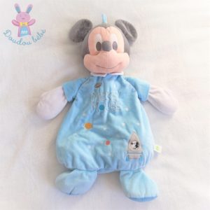 Doudou Souris Mickey Mouse range pyjama bleu fusée étoiles DISNEY