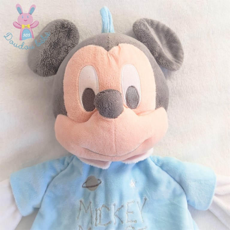 Disney doudou Mickey Mouse souris couverture bleu jaune soleil