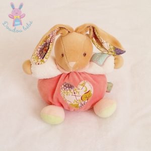 Doudou Lapin Mouchoir J'aime Blanc Rose Compagnie - Coeur de Doudou