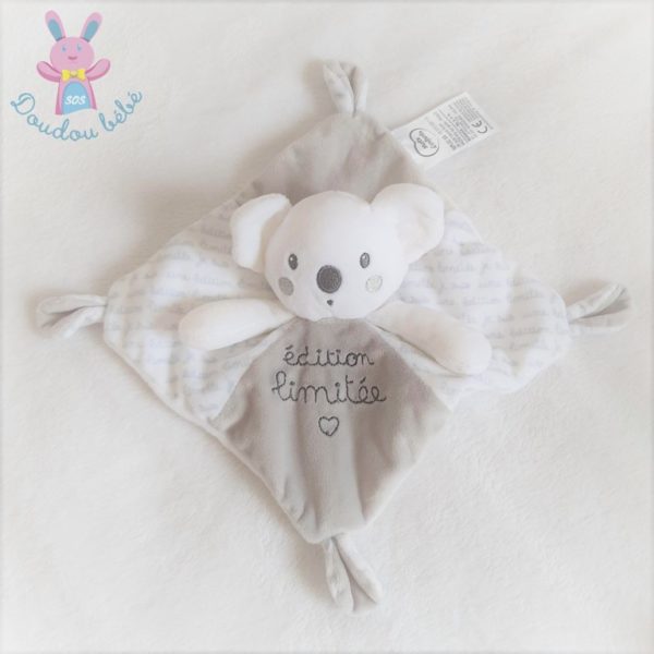 Doudou plat Koala gris blanc "édition limitée" MOTS D'ENFANTS