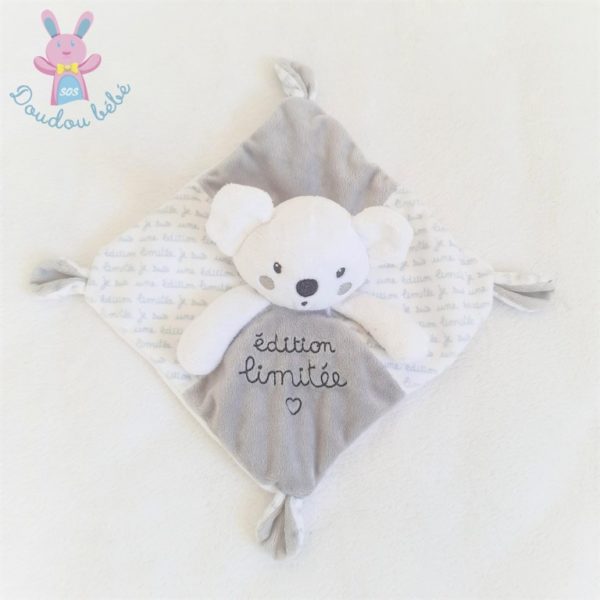 Doudou plat Koala gris blanc "édition limitée" MOTS D'ENFANTS