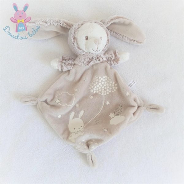 Doudou plat Lapin beige MOTS D'EN