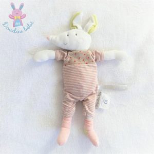 Doudou Souris rayé rose blanc pois Les Petits dodos MOULIN ROTY