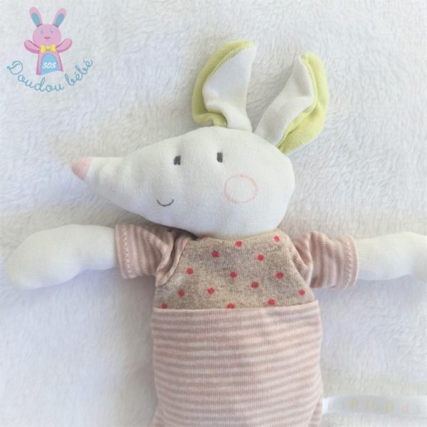 Doudou Souris rayé rose blanc pois Les Petits dodos MOULIN ROTY