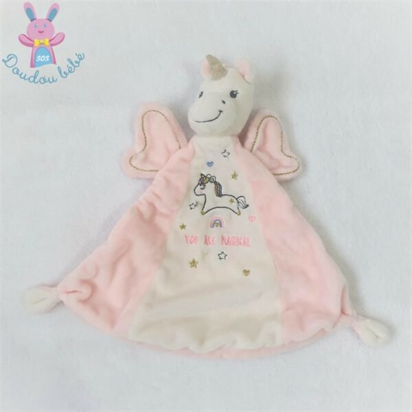 Doudou plat Licorne rose blanc étoiles "You are magical" SIMBA