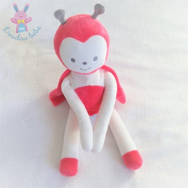 Doudou Coccinelle rose blanc à pois gris OBAIBI OKAIDI