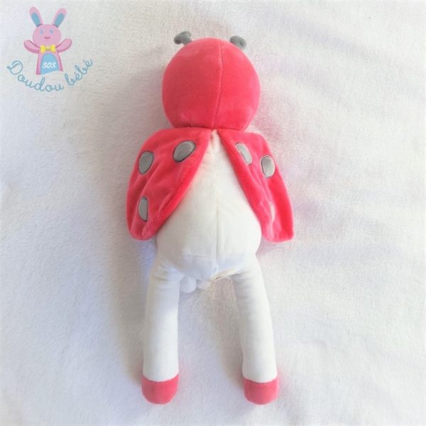 Doudou Coccinelle rose blanc à pois gris OBAIBI OKAIDI