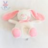 Doudou Lapin boule blanc rose à pois TEX BABY