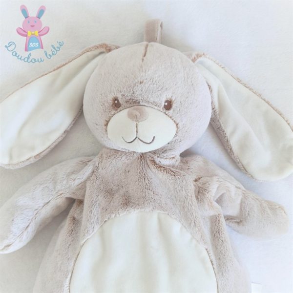 Doudou Lapin range pyjama beige chiné et blanc TEX BABY