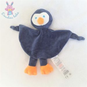 Doudou plat Pingouin Canard bleu marine blanc orange TOM & KIDDY