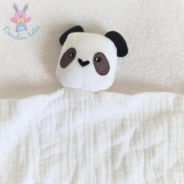 Doudou plat Panda lange blanc et noir VERTBAUDET