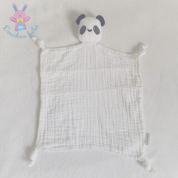 Doudou plat Panda lange blanc et noir VERTBAUDET