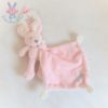 Doudou Lapin mouchoir rose blanc gris VIB VERY IMPORTANT BABY