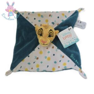 Doudou plat Lion Simba vert blanc feuille soleil DISNEY