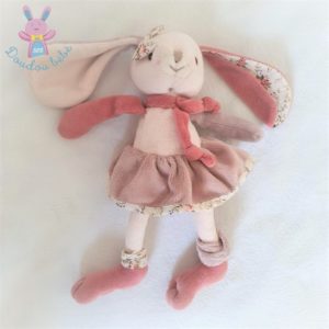 Doudou Lapin rose tissu fleurs jupe BUKOWSKI