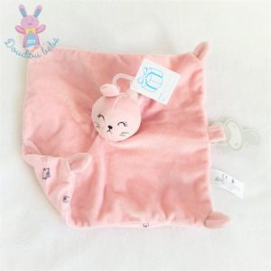 Doudou plat Lapin rose pâle attache tétine SIMBA TOYS