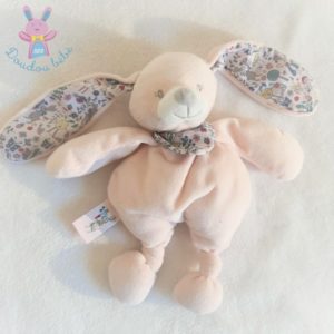 Mon petit doudou Lapin rose pâle fleurs BOUT’CHOU MONOPRIX