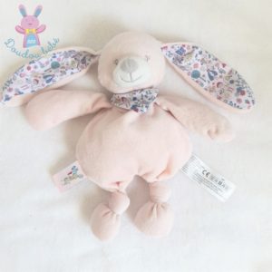 Mon petit doudou Lapin rose pâle fleurs BOUT’CHOU MONOPRIX