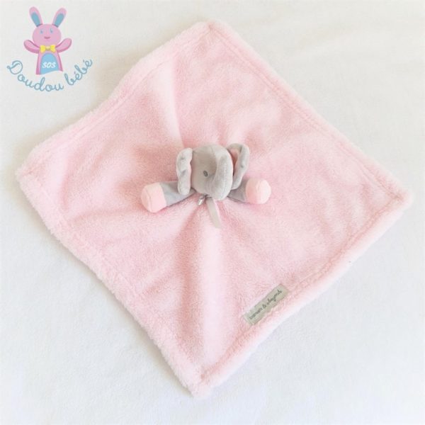 Doudou plat éléphant rose et gris BLANKETS & BEYOND