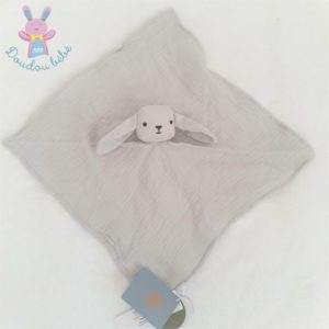 Doudou plat Lapin Mouton lange gris noir BOUT’CHOU MONOPRIX