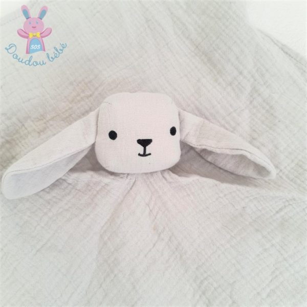 Doudou plat Lapin Mouton lange gris noir BOUT'CHOU MONOPRIX