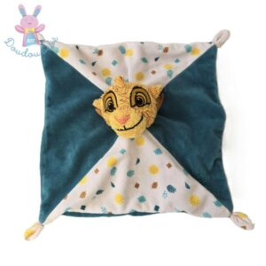 Doudou plat Lion Simba vert blanc feuille soleil DISNEY