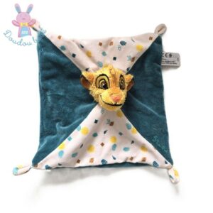 Doudou plat Lion Simba vert blanc feuille soleil DISNEY