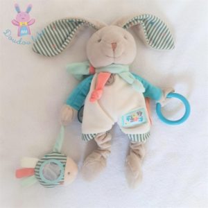 Lapin d’activités Happy puzzle blanc bleu gris DOUDOU ET COMPAGNIE