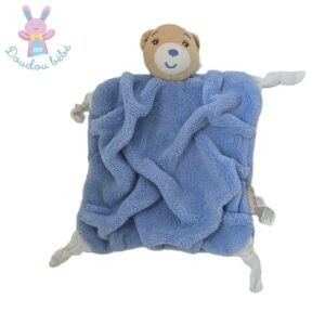 Doudou plat Ours plume beige et polaire bleu KALOO