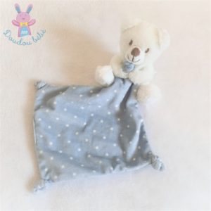 Doudou Ours blanc mouchoir bleu étoiles NICOTOY SIMBA