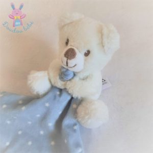 Doudou Ours blanc mouchoir bleu étoiles NICOTOY SIMBA