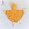 Doudou plat Chat tissu jaune orange blanc SIMBA