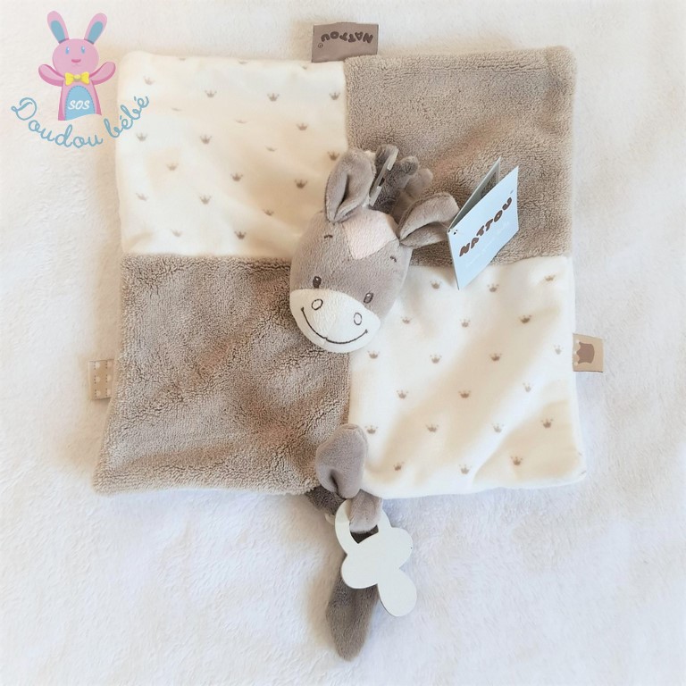 Doudou cheval beige marron blanc couronnes NATTOU