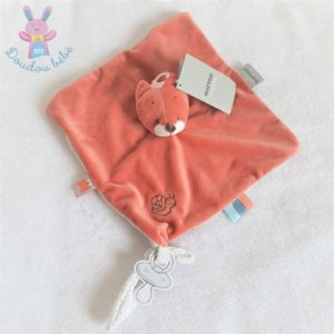 Doudou plat Renard Fanny & Oscar orange beige attache tétine NATTOU