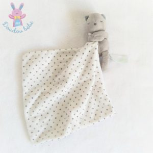 Doudou Chat gris mouchoir blanc à pois OBAIBI OKAIDI