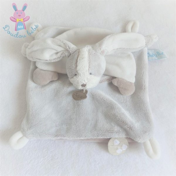 Doudou plat Lapin Les Toudoux gris beige blanc cape BABY NAT