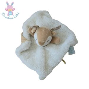 Doudou plat Mon petit Renne Biche beige blanc BABY NAT