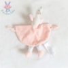 Doudou plat Cygne grelot rose blanc TOM & KIDDY